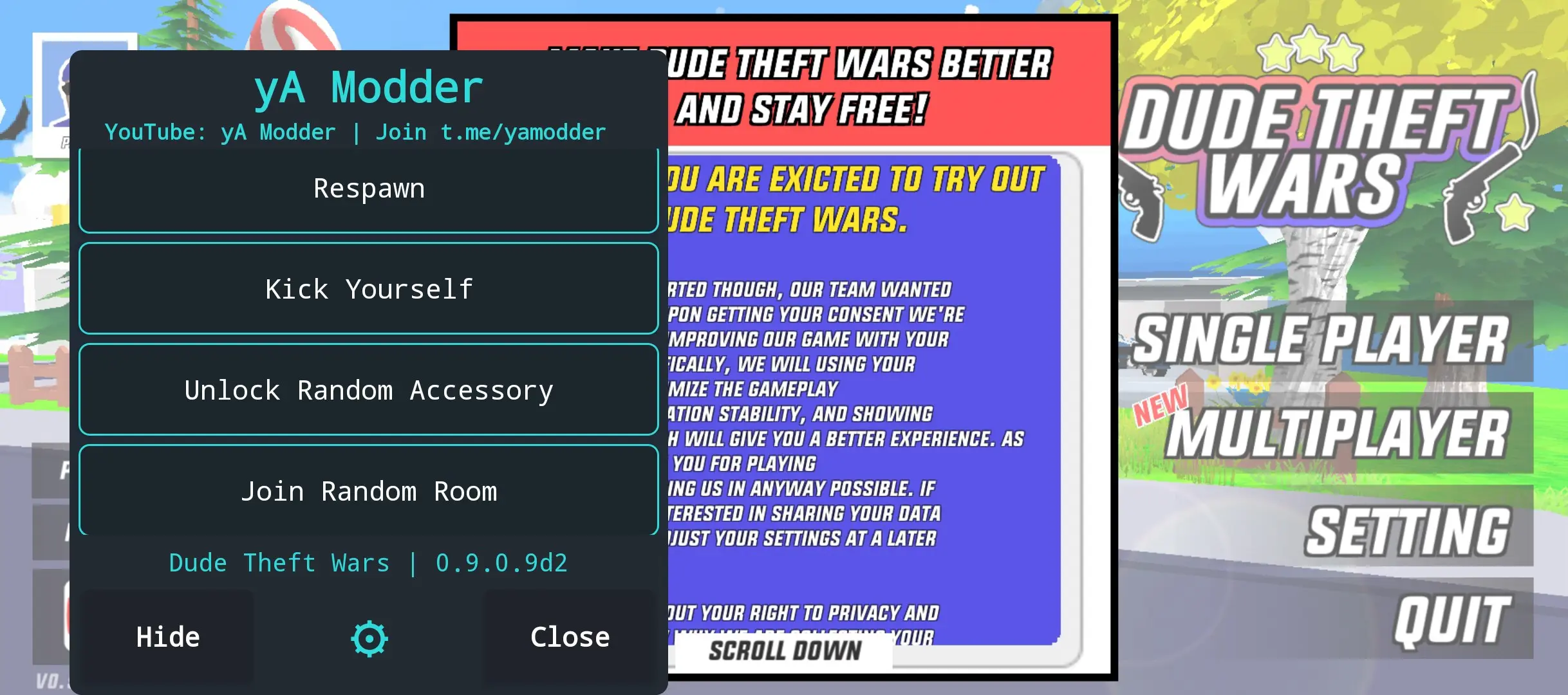 Dude Theft Wars мод-меню на андроид функцонал 6