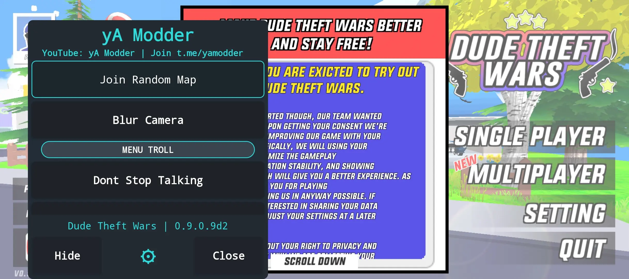 Dude Theft Wars мод-меню на андроид функцонал 7